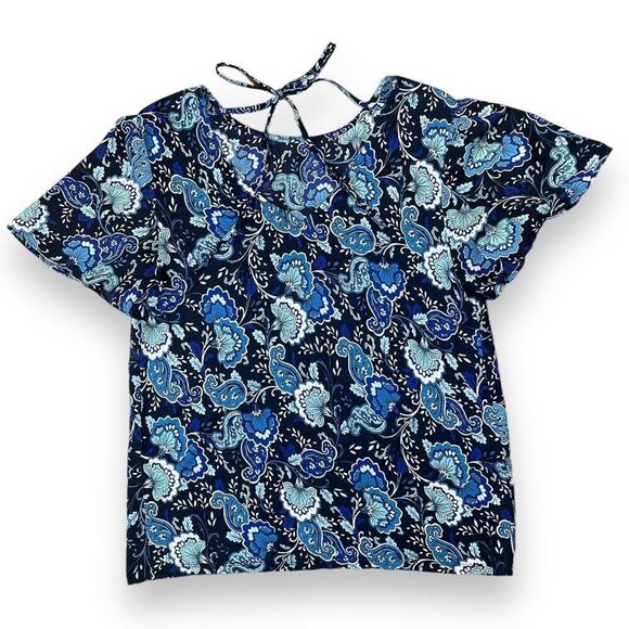 LOFT Paisley Print Tie Top Sz S - Picture 2 of 12